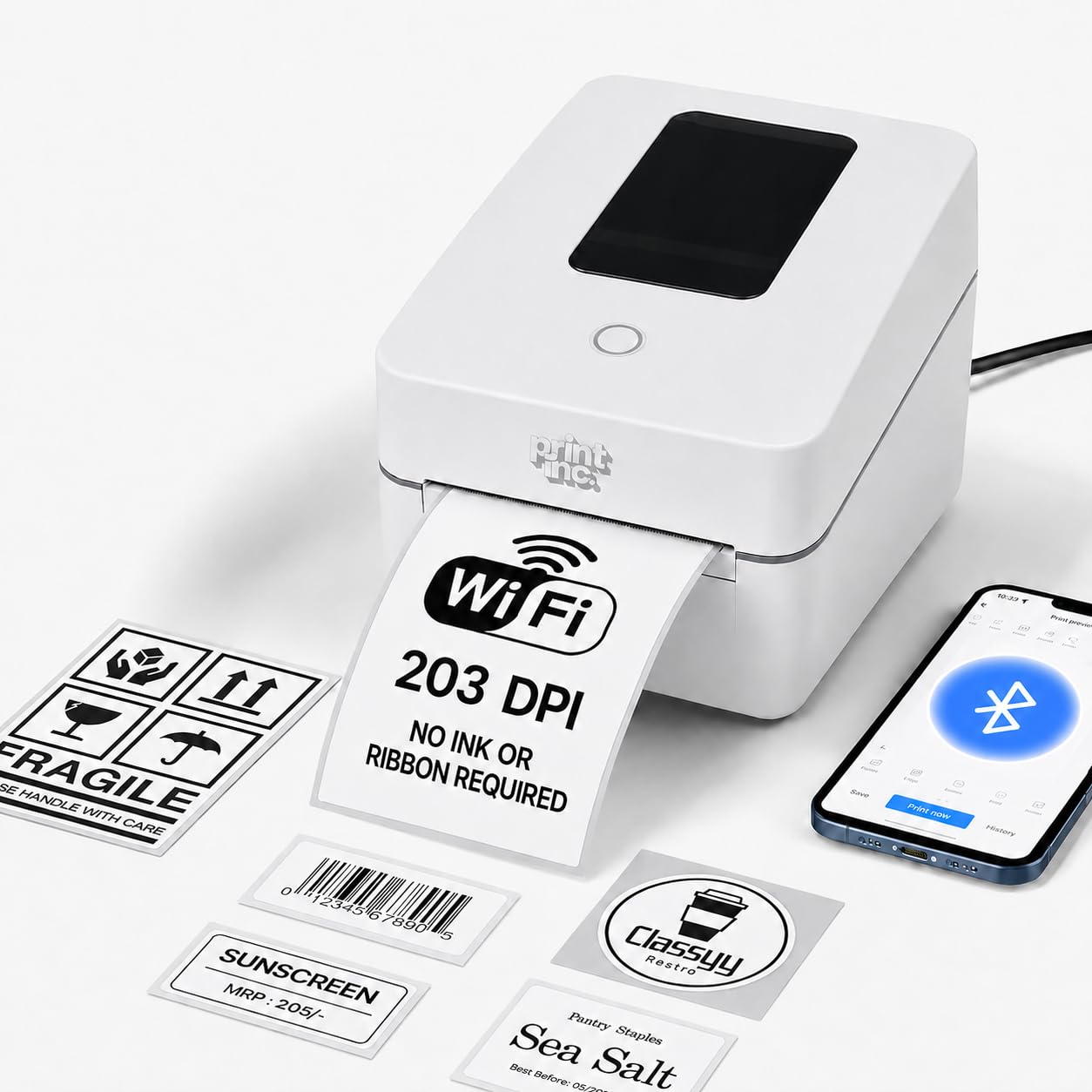 PrintInc Mark 1 Max 4-Inch Direct Thermal Label Printer | High-Speed Shipping & Barcode Printer | 203 DPI | USB Connectivity + Bluetooth + WiFi-picture-18