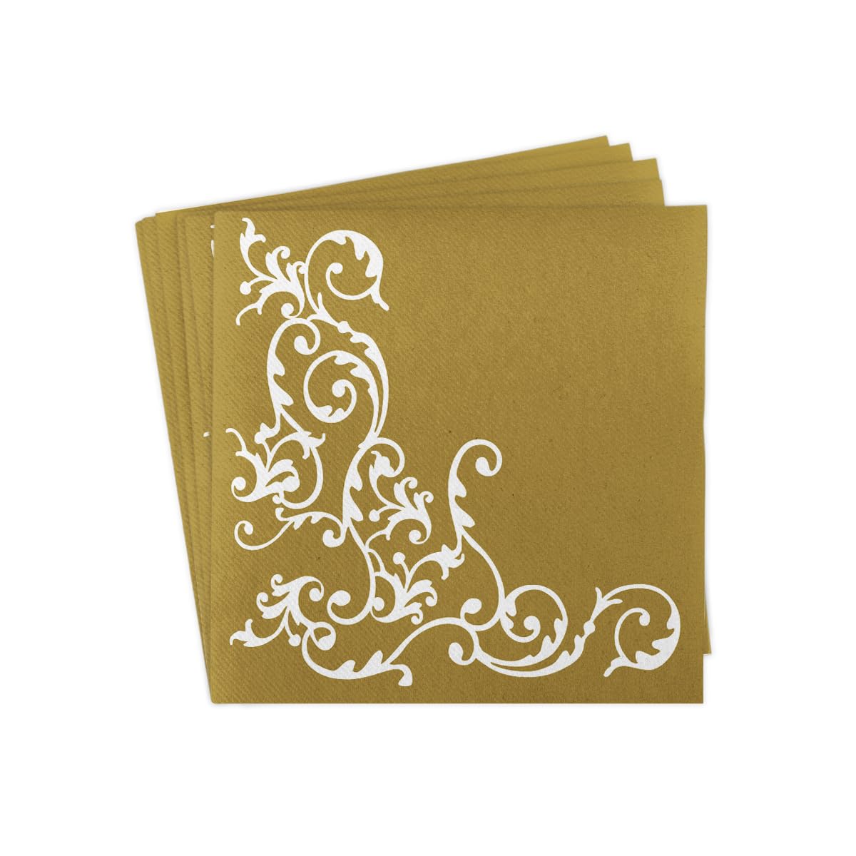 Mank Servietten Pomp Gold Weiß festlich Hochzeitsdeko Serviette goldene Hochzeit Tischdeko Deko 50Stk 40x40cm