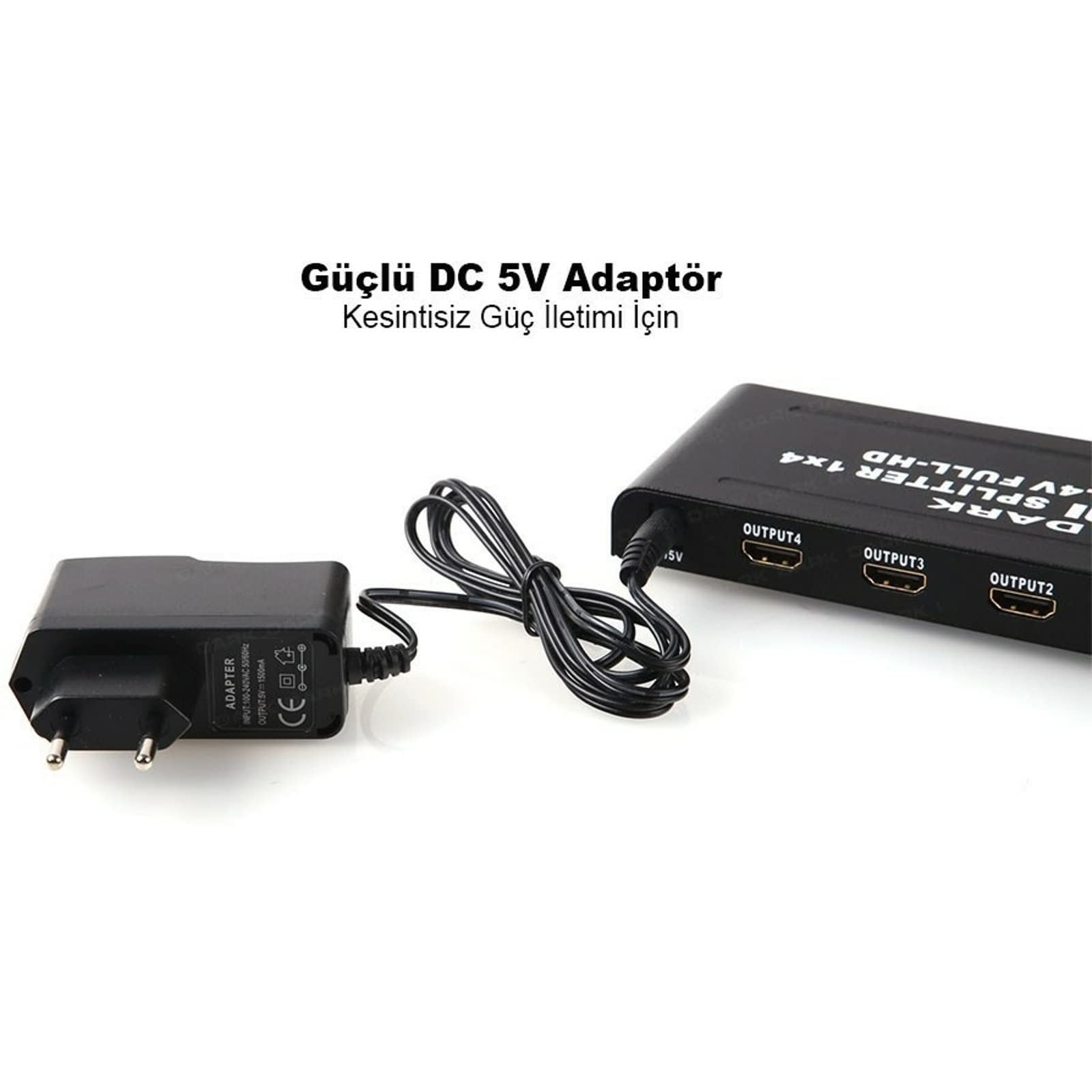 Dark Full HD 1 Giriş 4 Çıkışlı HDMI Splitter (Sinyal Çoğaltıcı) (DK-HD-SP4X1)