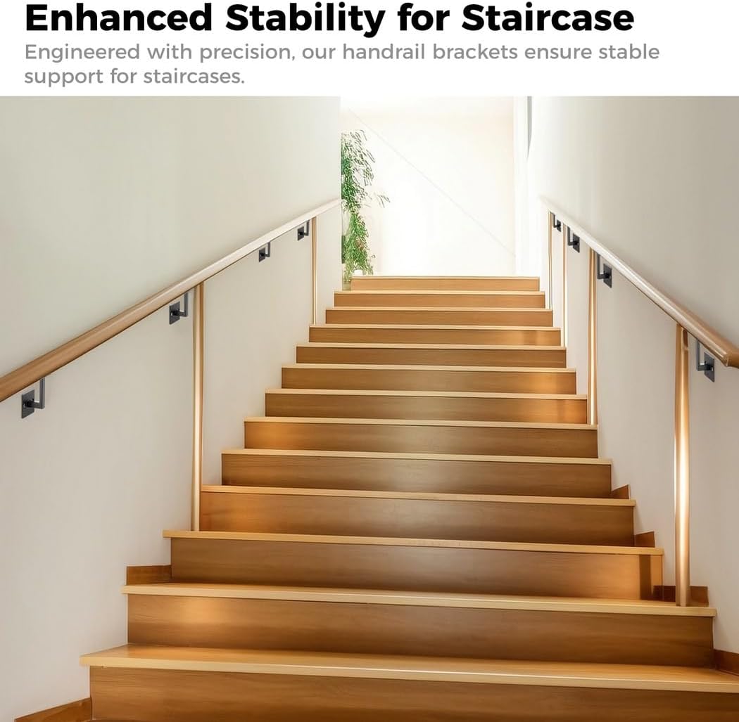 6 Pcs Bookshelf Support, Staircase Stair Railing Brackets, Heavy Duty Handrail Brackets, Square Handrail Brackets