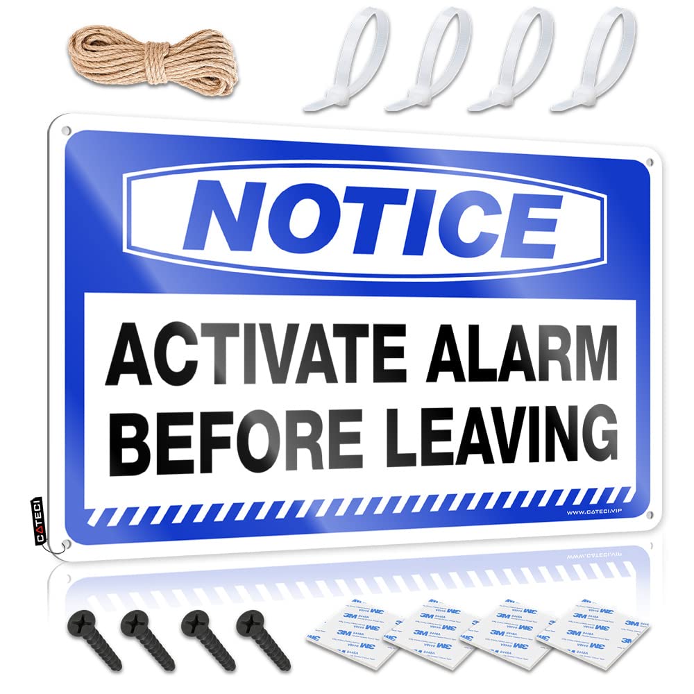 Pravoxi Men's One Color Little Man Cave Sign Notice Activate Alarm Before Leaving Tin Sign Vintage Coffee Sign Mancave Accessories