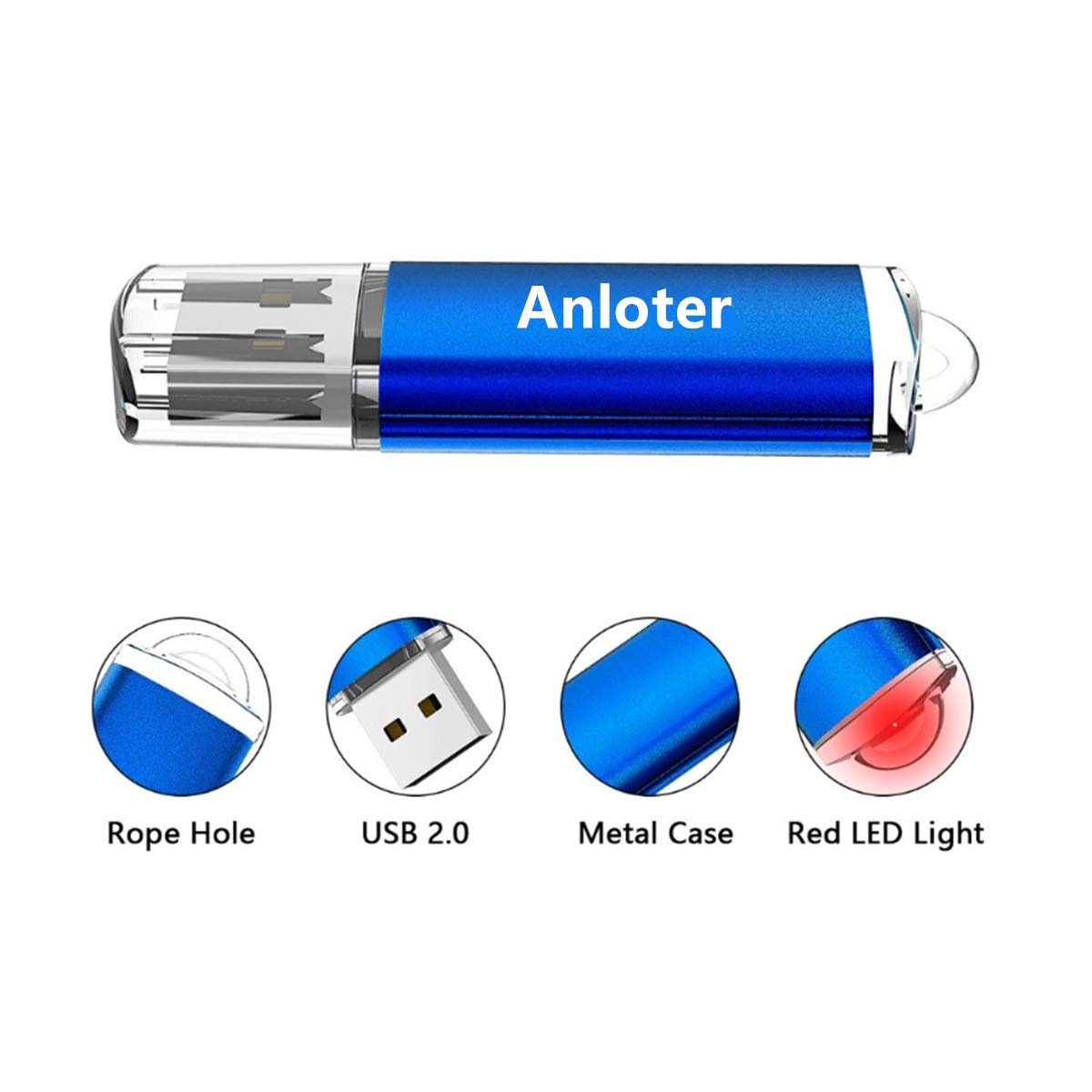 50pcs USB Flash Drive Memory Flash Stick Pen Drive Thumb Storage for Computer Laptop Mac Tablet Gift (512MB, Azul)