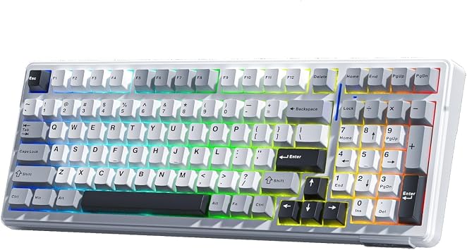 Aula F99 3 Modes RGB Hot Swap Mechanical Linear GrayWood V3 Switch Wireless Macro Keyboard Gray