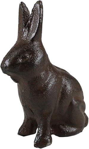 Ebros Gift Paquete de 2 figuras rústicas de hierro fundido, conejo, liebre, conejo, liebre, 3.25 pulgadas de alto, conejos de animales, cuento de