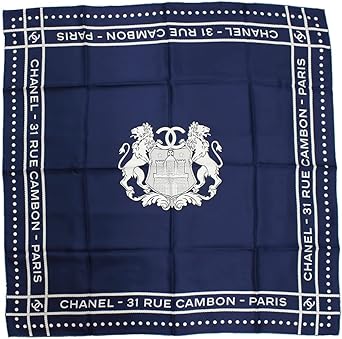 正規品CHANEL シルクスカーフ ネイビー・ホワイト 90cm CHANEL シャネル ココマーク ヘアバンド スカーフ シルク