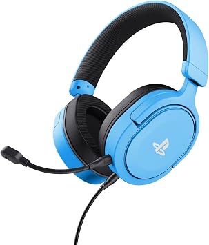 سماعة الألعاب Trust Gaming GXT 498B Forta [مرخصة رسميًا لجهاز PlayStation 5] لجهاز PS5 / PS4، كابل بطول 1.2 متر، مشغلات مقاس 50 مم، صوت ثلاثي الأبعاد، ميكروفون قابل للفصل، سماعات رأس سلكية فوق الأذن مع ميكروفون، أزرق