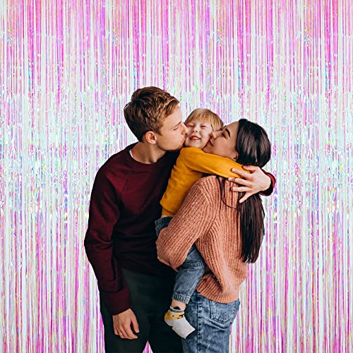 GOER 3.2 ft x 9.8 ft Metallic Tinsel Foil Fringe Curtains Party Photo Backdrop Party Streamers for Birthday,Graduation,New Year Eve Decorations Wedding Decor (4 Packs,Multicolor) - Thumbnail 5