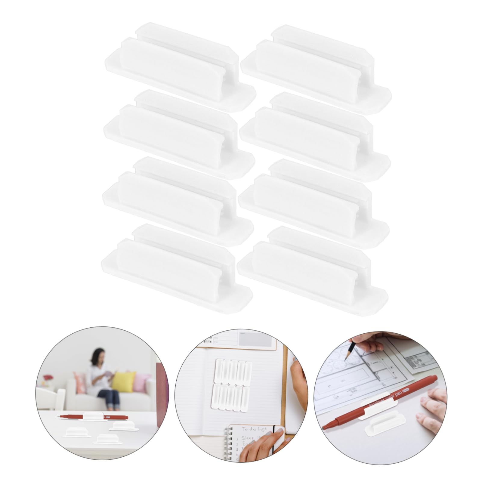 NOLITOY 50piezas Clips Sujetapapeles De Autoadhesivos Para Bolígrafos y Lápices Juego De Soportes Para Escritorio Para y Organización De Material Escolar