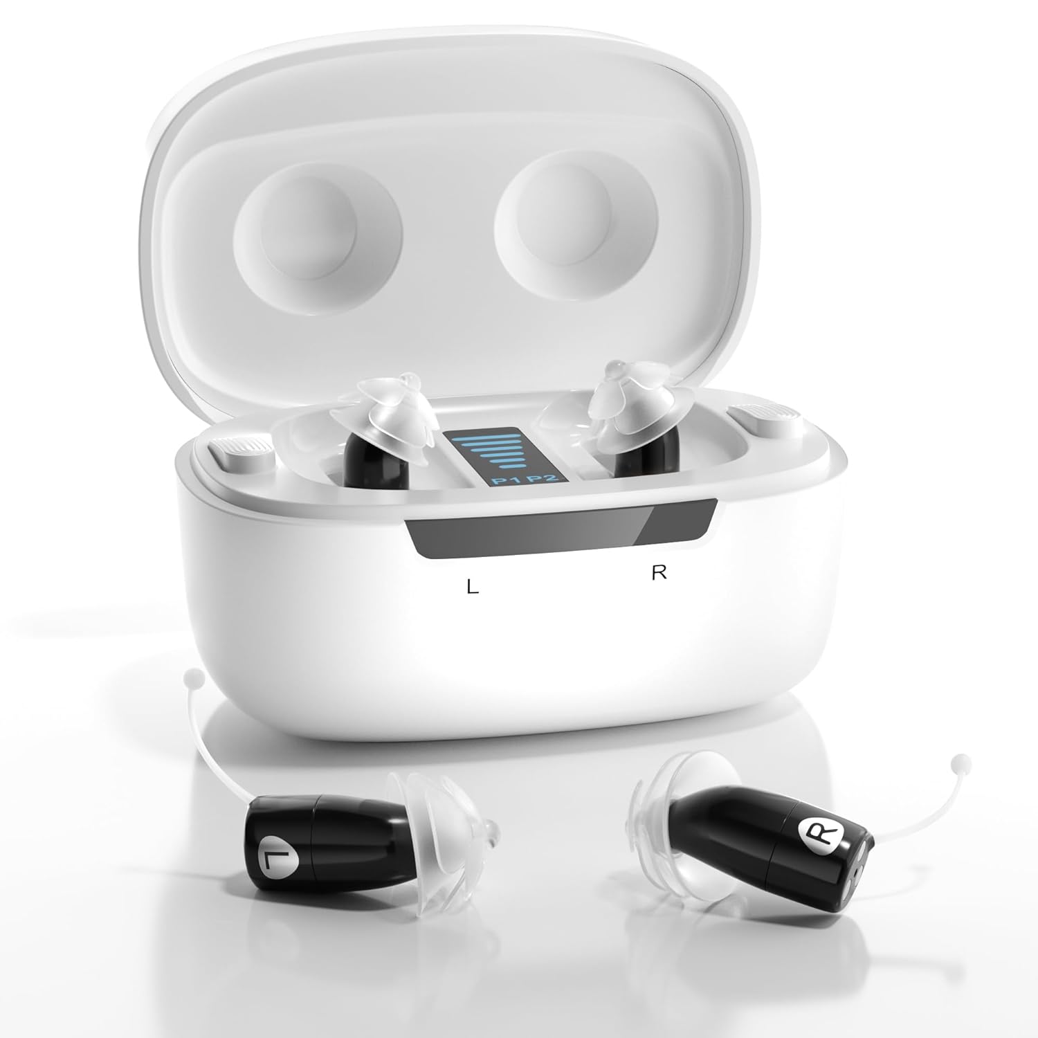 Ceretone Supermini Rechargeable Hearing Aids for Seniors, Invisible OTC Hearing Aids with Advanced Wind Noise Management - Auto Turn On&Off - Easy Operation, (Not Amplifiers)