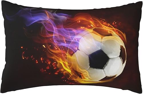 Miniatura 9 de Funda de almohada de baloncesto para habitación de niños, funda de almohada temática deportiva con estampado de fuego y agua, funda de cojín