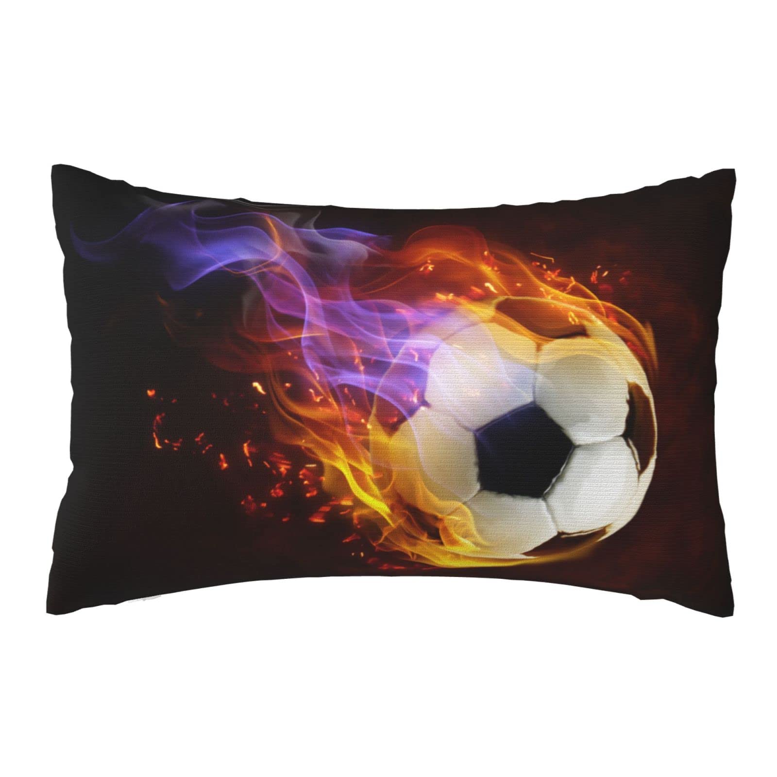 SNAPMADE Soccer Throw Pillow Case Covers with Fire Printed for Sports Boys Men Girls Women Room 30 x