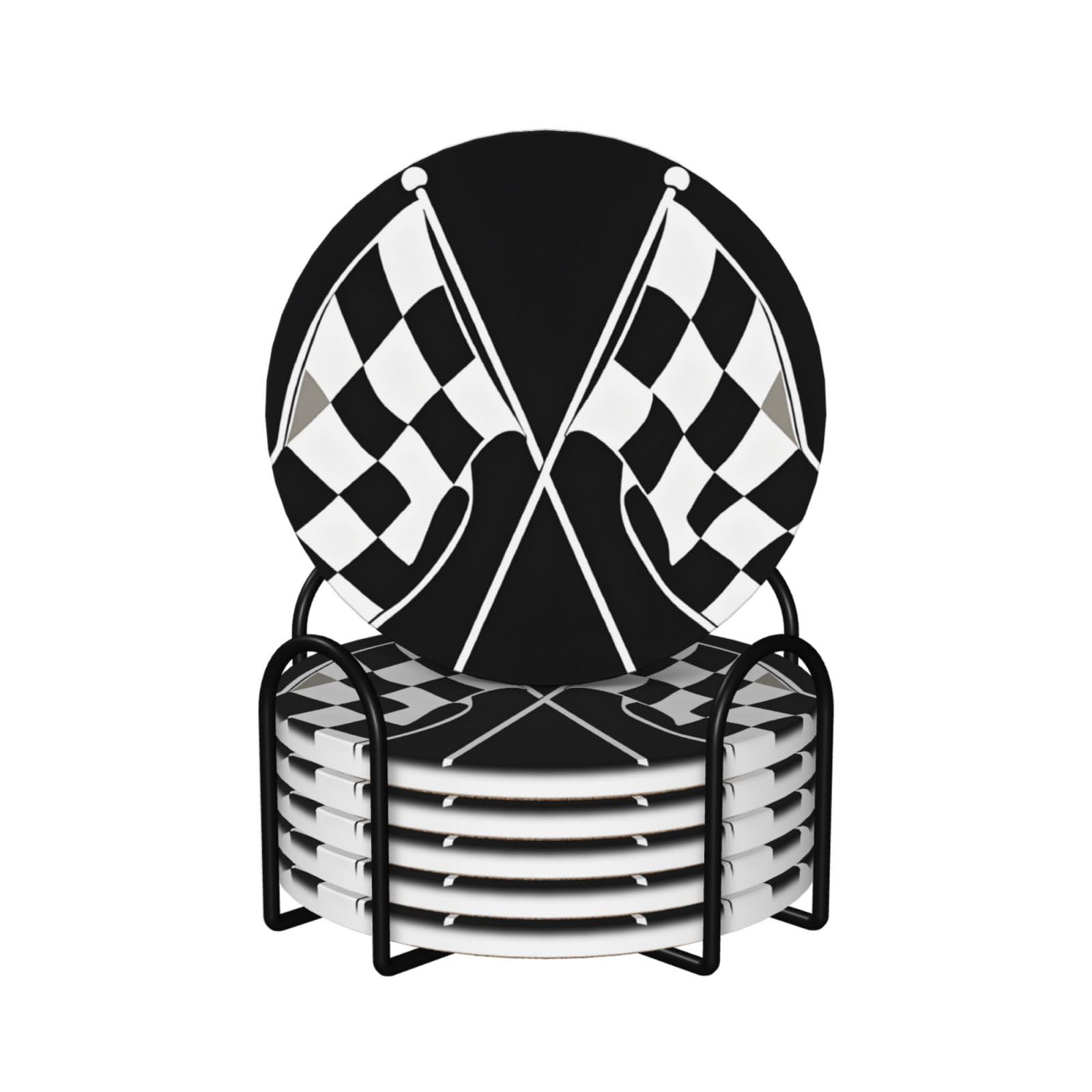 Dessous de verre céramique pour bar et café au motif damier rétro