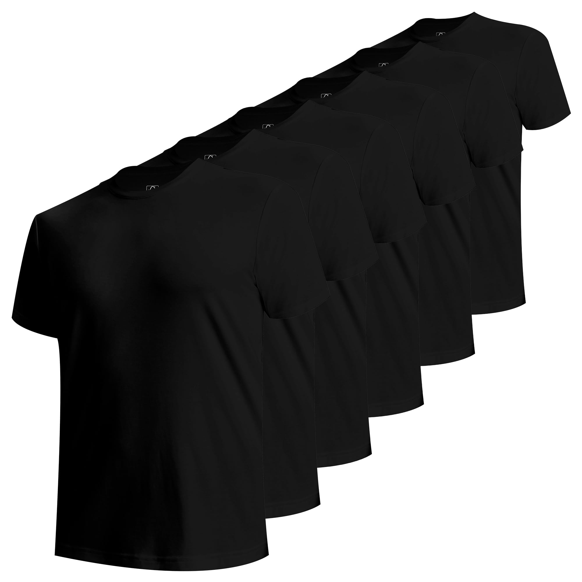 BAMBOO COOL Men's Undershirts Moisture Wicking Crewneck T Shirts, Breathable Stretch Soft Tees for Men, 6 Pack