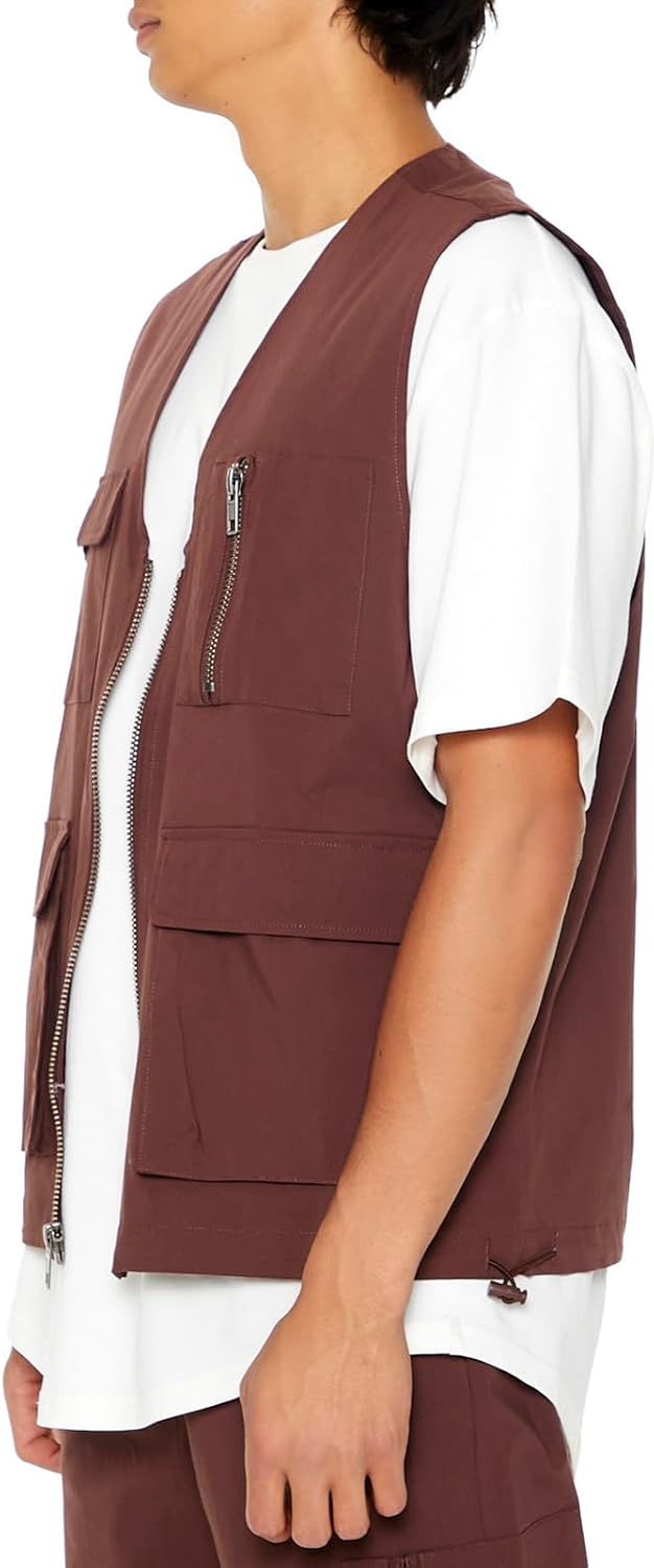 Forever 21 Men's Zip-up Utility Cargo Vest