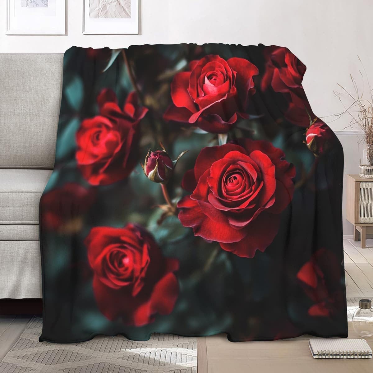 Genérico Sherpa XXL 180x220cm Romans miłość różowe rośliny puszyste flanelowe miękkie ciepłe i lekkie można prać w pralce czerwone wełniane koce sofa koc dla dzieci i dorosłych