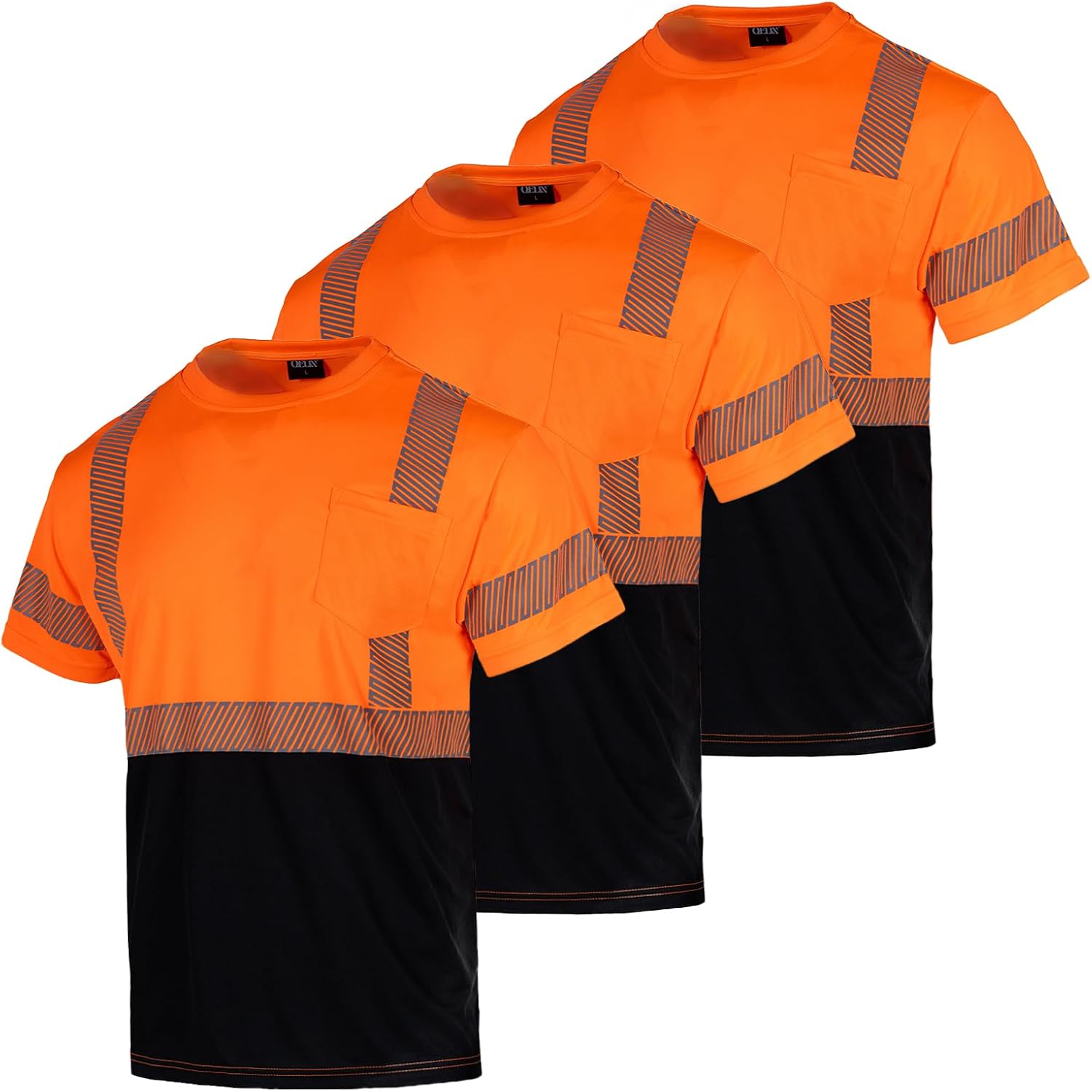 Hi Vis Shirts for Men Reflective Safety Short Sleeve ANSI Class 2 High Visibility Shirts for Construction Work