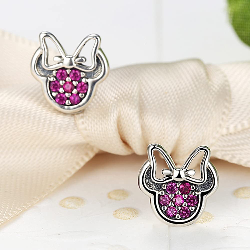 Ohrstecker aus 925er-Sterlingsilber mit funkelnder Schleife für Damen und Mädchen, süßer Tierschmuck