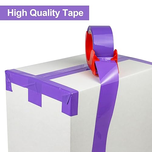 Miniatura 6 de BOMEI PACK Cinta de embalaje púrpura con dispensador, 2.4 mil 1.88 pulgadas x 60 yardas, 6 rollos de repuesto de cinta de caja de color para
