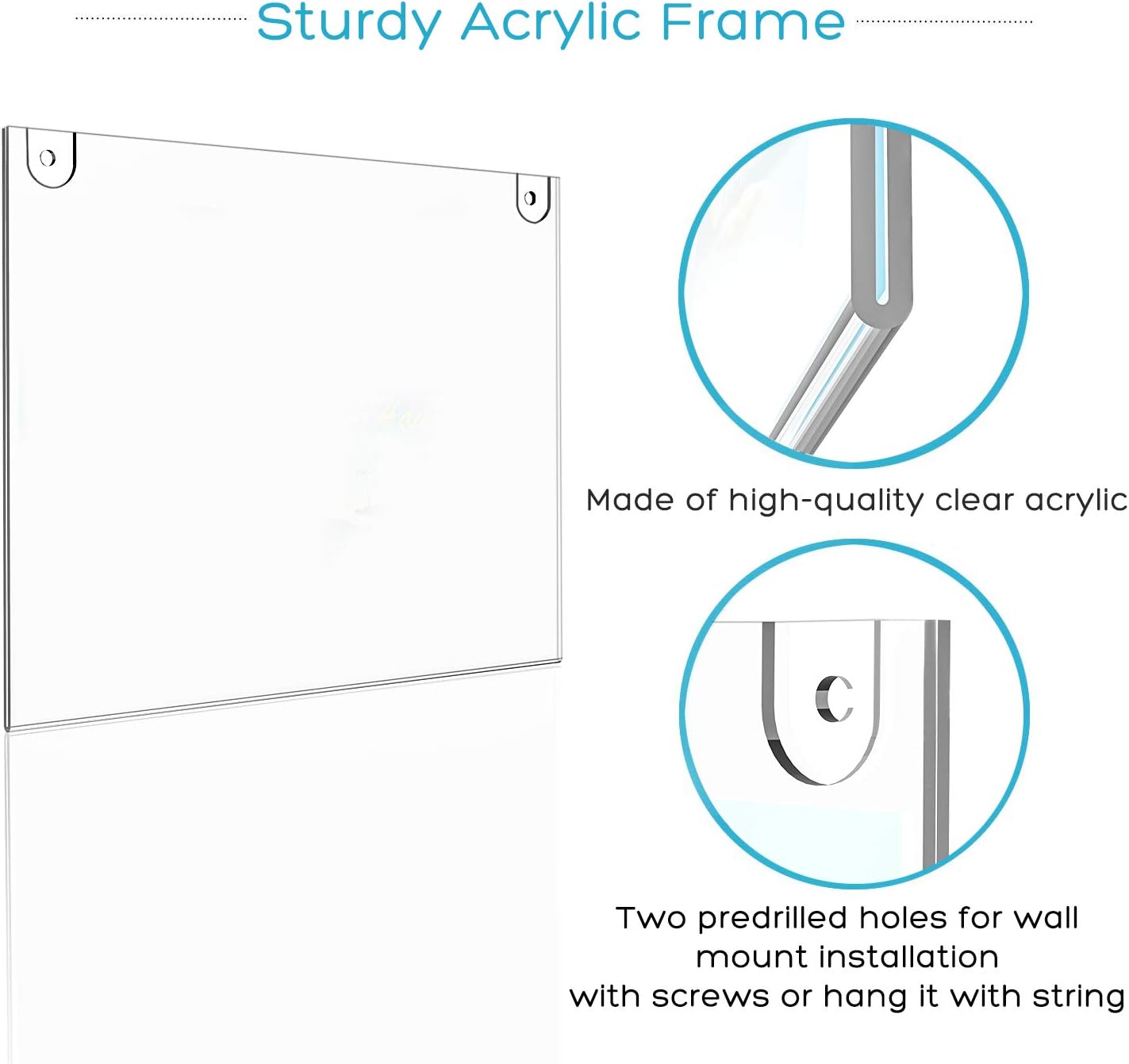 MaxGear Acrylic Sign Holder 8.5 X 11 Wall Mount Sign Holder Clear Plastic Picture Frames with 3M Tape Adhesive and Screws for Office, Home, Store, Restaurant - Landscape, 6 Pack : Office Products