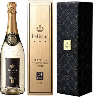 フェリスタス スパークリングワイン ギフト 金箔入り 750ml 24カラット金箔 辛口 (ゴールドBOX/ブラック包装)