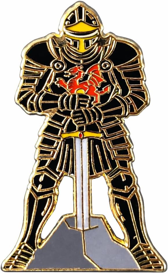 Black Knight Pulling Sword From Stone Enamel Lapel Pin