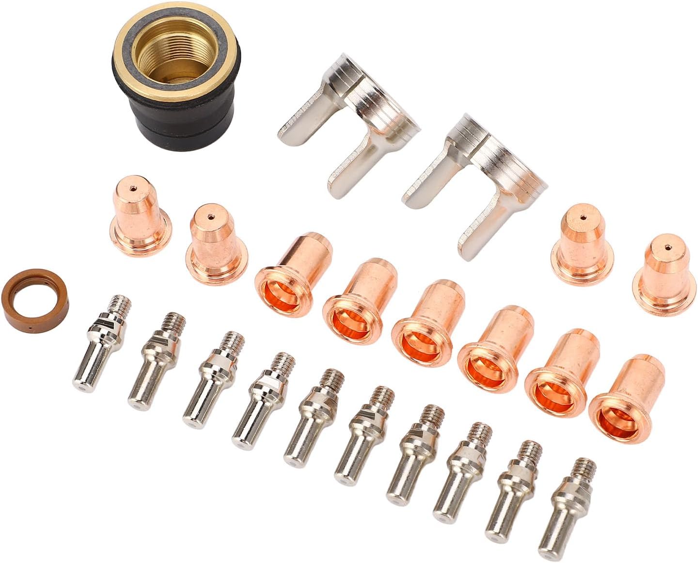 24PCS Plasma Cutting Torch Consumables Sets Tip Electrode for CUT 55DS Pro CUT 65DS: 1 x Protective Cover & 1 x Accessory | 2 x Bracket | 10 x Electrode | 10 x Nozzle