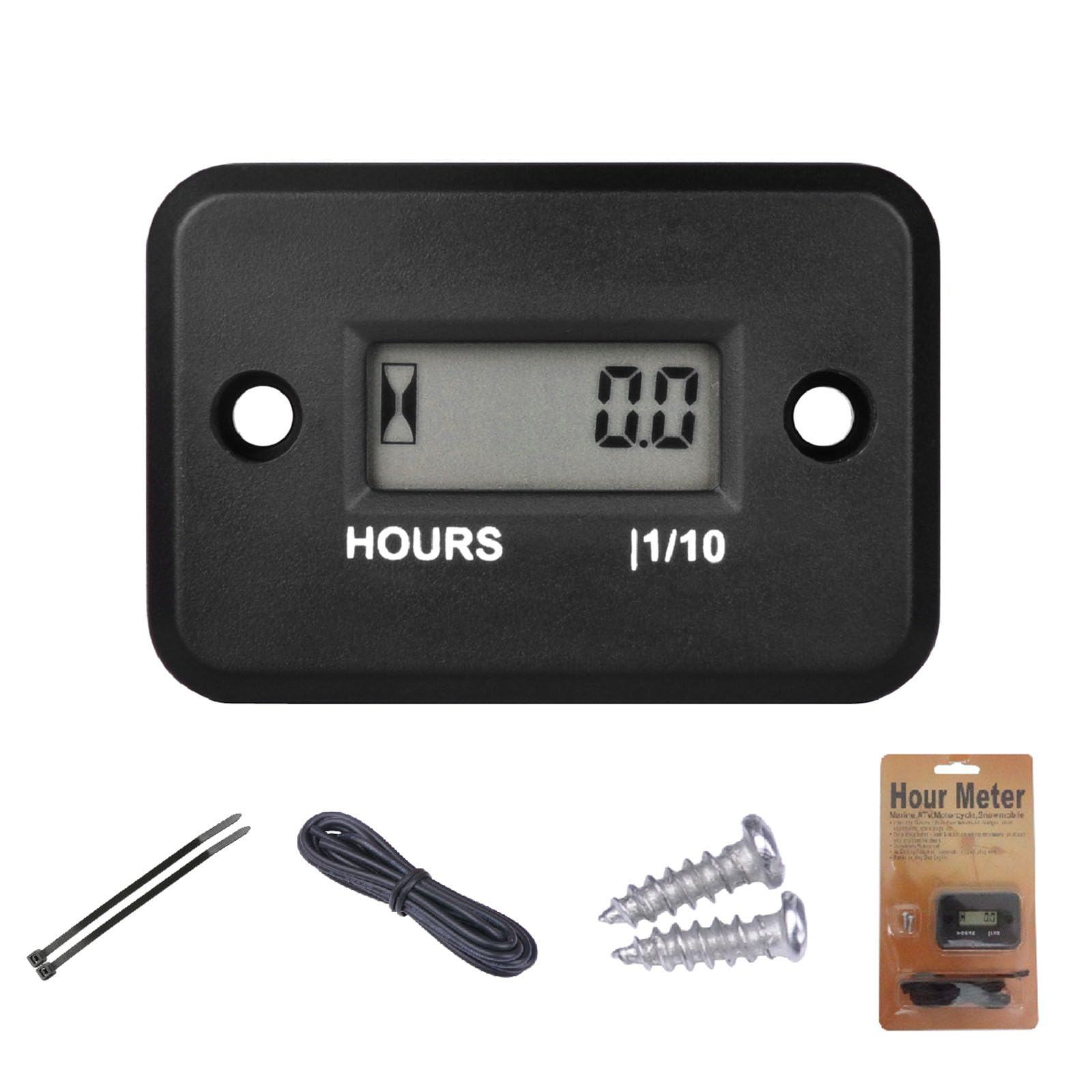 Digital Inductive Hour Meter, IP68 Waterproof Works on 2/4 Stroke Various of ZTR/Riding Lawn Mower Land Trimmer UTV Brushcutter Tractor ATV(HM006A Black)