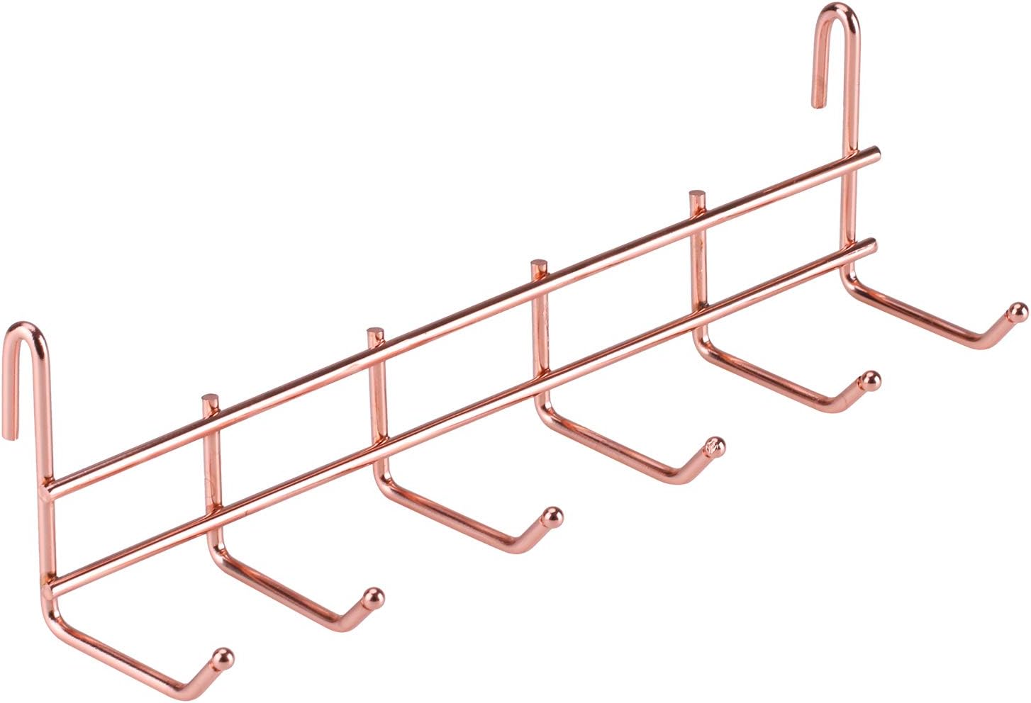 Simmer Stone Hook Rack for Wall Grid Panel, Small Metal Wall Hook, Hanging Storage Organizer Hook for Wall Storage and Display, Size 10โ x 2.7โ x 2.9โ, Rose Gold