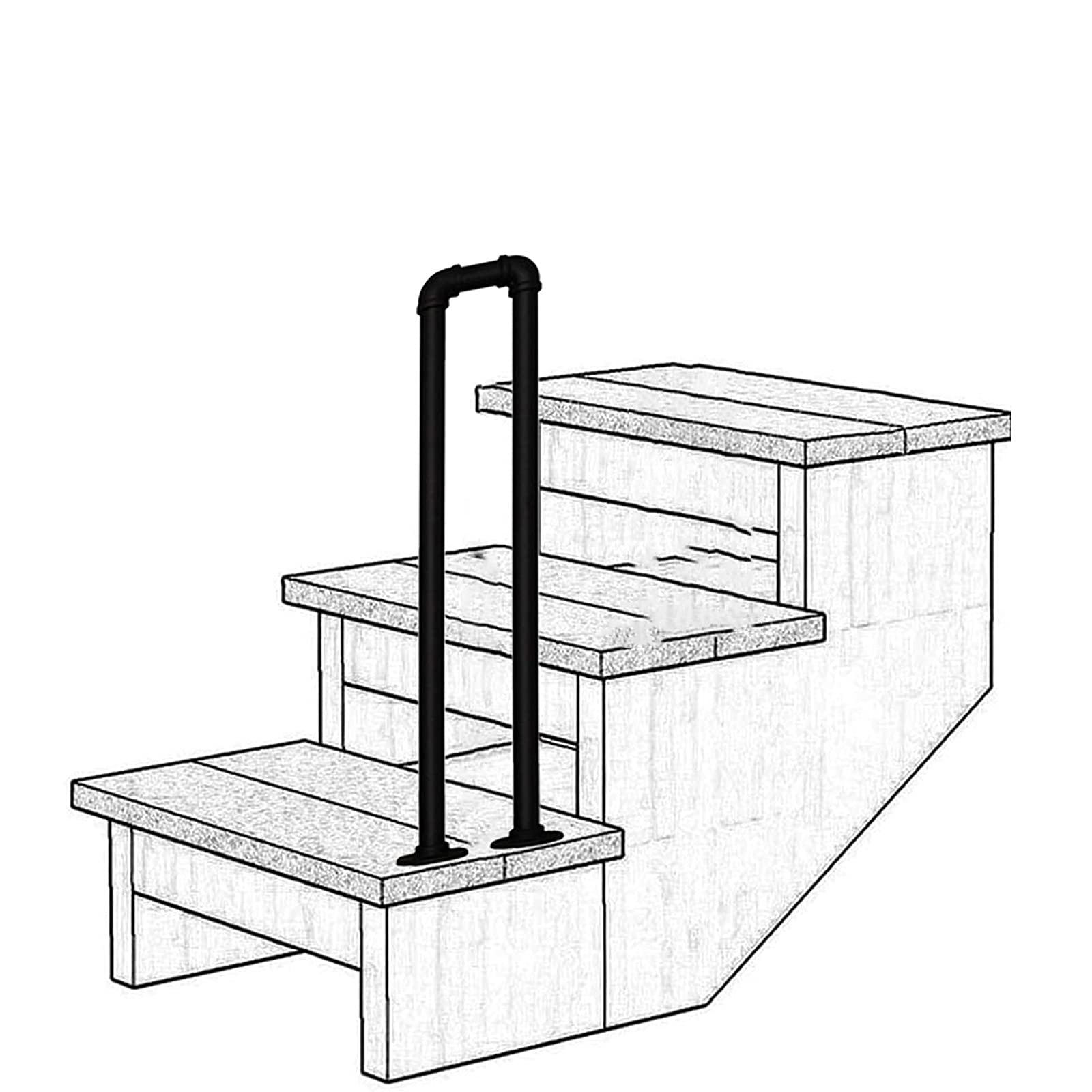 Outdoor-Handlauf Treppengeländer für Außentreppen oder Innenbereich, U-förmige Treppenhandläufe, Stützstange für Dachboden, Veranda, rutschfeste Haltegriffe, 35-100 cm (Größe: 35 cm)