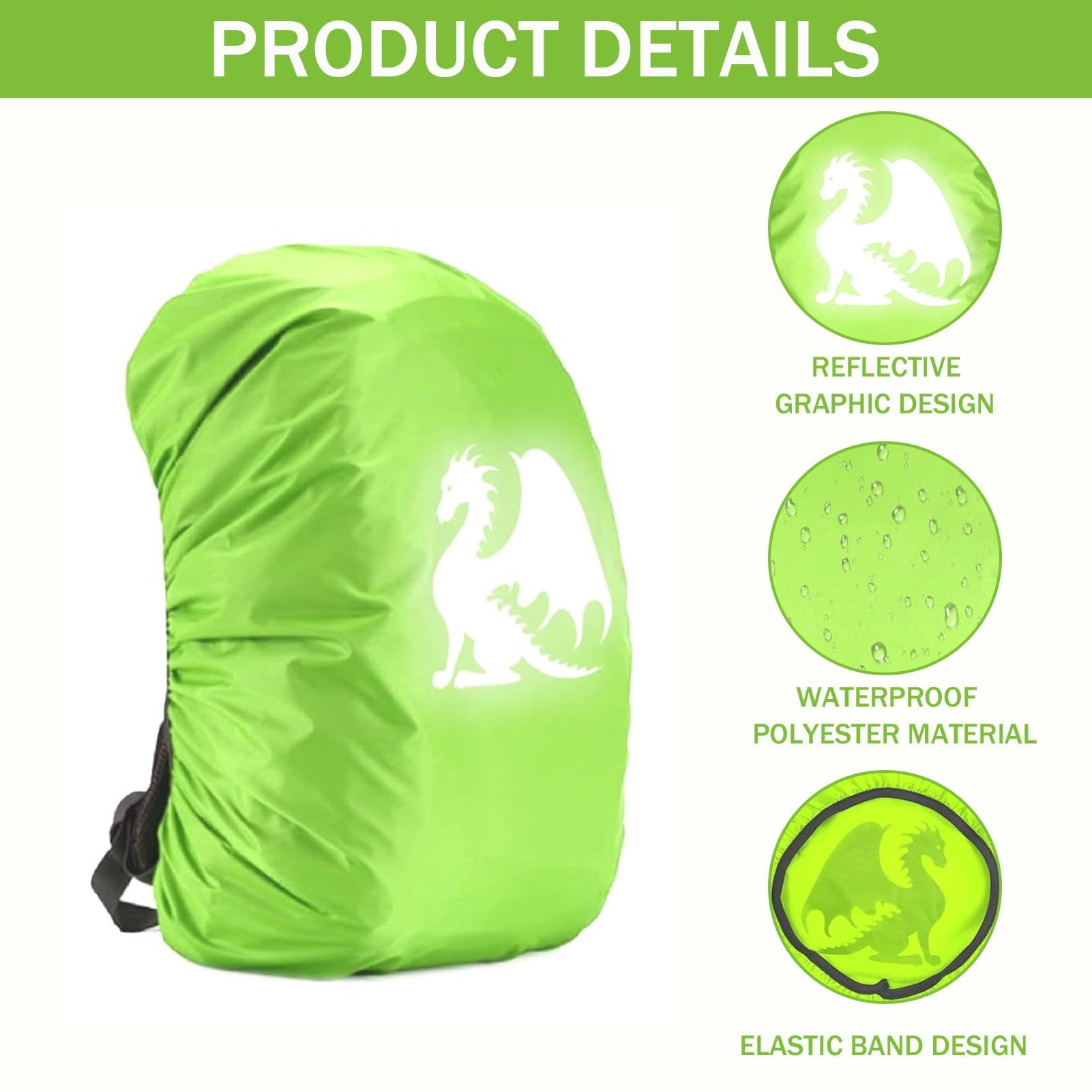 35L Coprizaino Antipioggia,Copri Zaino per Pioggia,Parapioggia Bambino per Zaino Reflective,Parapioggia di Riflettente,Impermeabile Antipolvere Scuola,Durevole,per Campeggio,Viaggi