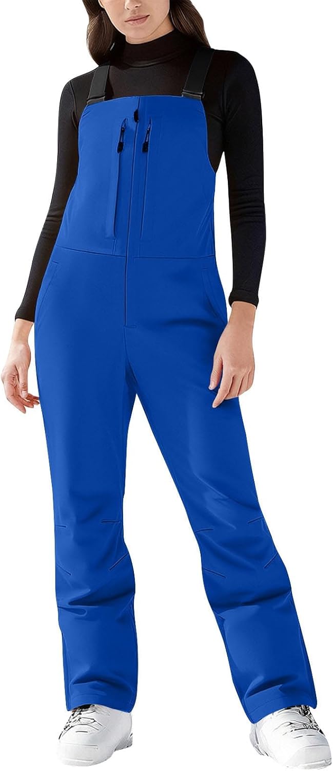 Snow Pants Womens Bibs Insulated Waterproof Windproof Pants Baggy Ski Skiing Overalls Bib Winter Adjustable Suspenders
