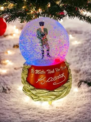 Coverzone Atatürk Kar Küresi Işıklı Müzikli ve Püskürtmeli Büyük Boy Kar Küresi İzmir Marşı Müziği Çalan RGB Aydınlatmalı 15cm x 10cm