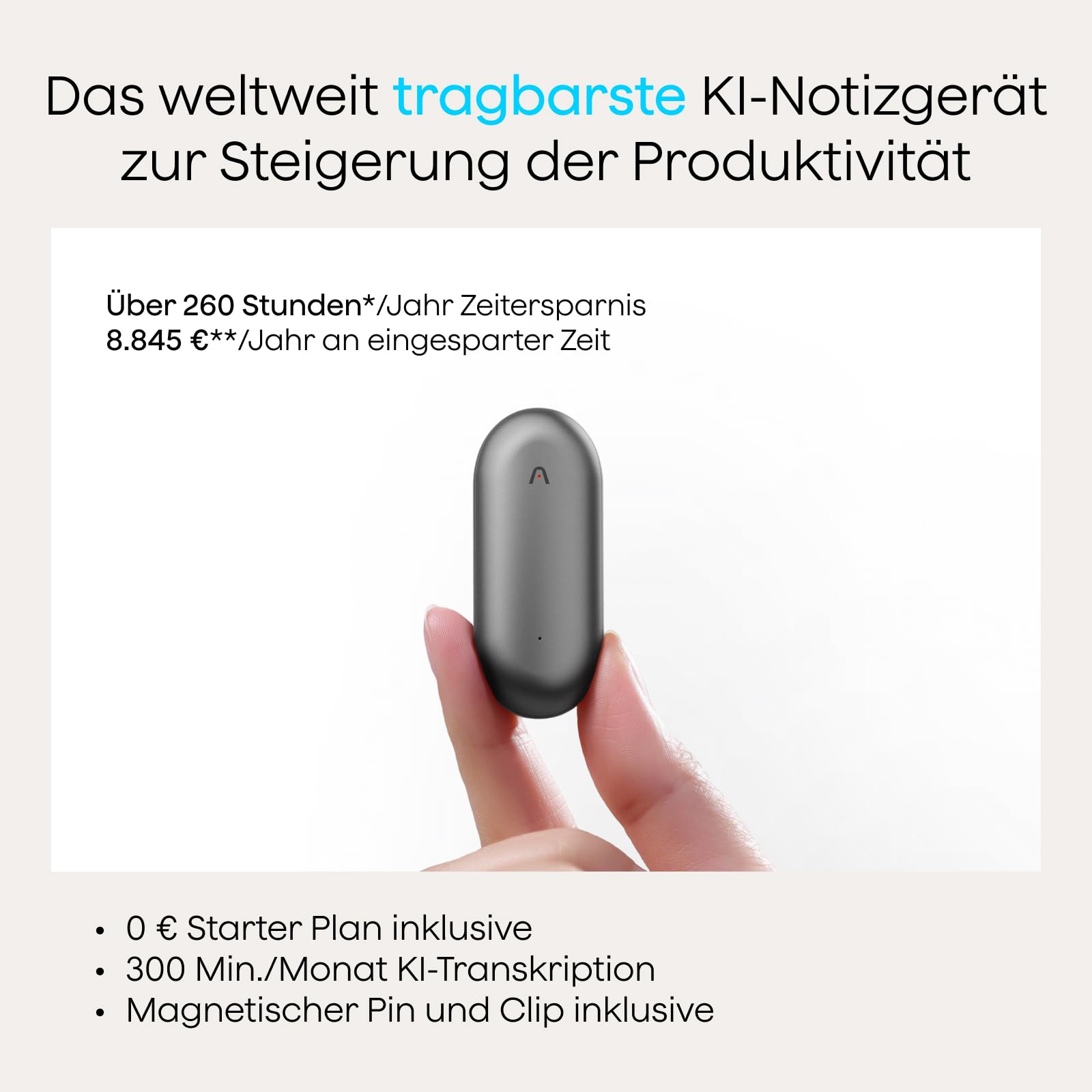 Plaud Note Pro und NotePin Paket mit 4 Zubehörteilen, KI Digitales Diktiergerät App-Steuerung, KI-Notizgerät, KI-Transkription & Zusammenfassung, 112 Sprachen, 64GB Speicher, Audiorekorder