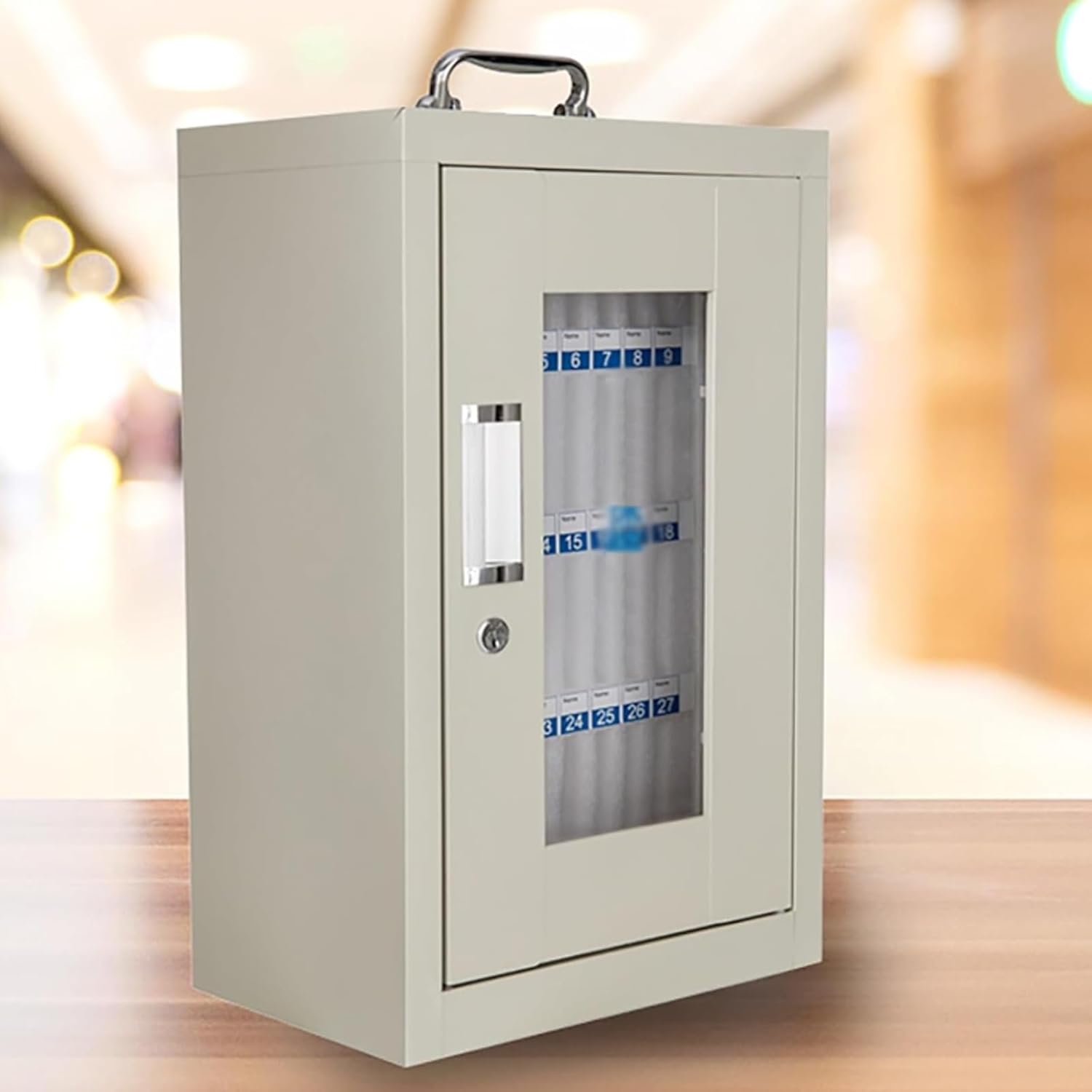 Phone Storage Cabinet with Handle - Aluminum Alloy Clear Box, Secure Phone Jail Locker, Pearl Cotton Compartments, Ideal for Office, Classroom, Company - Size: 12x24 Inches