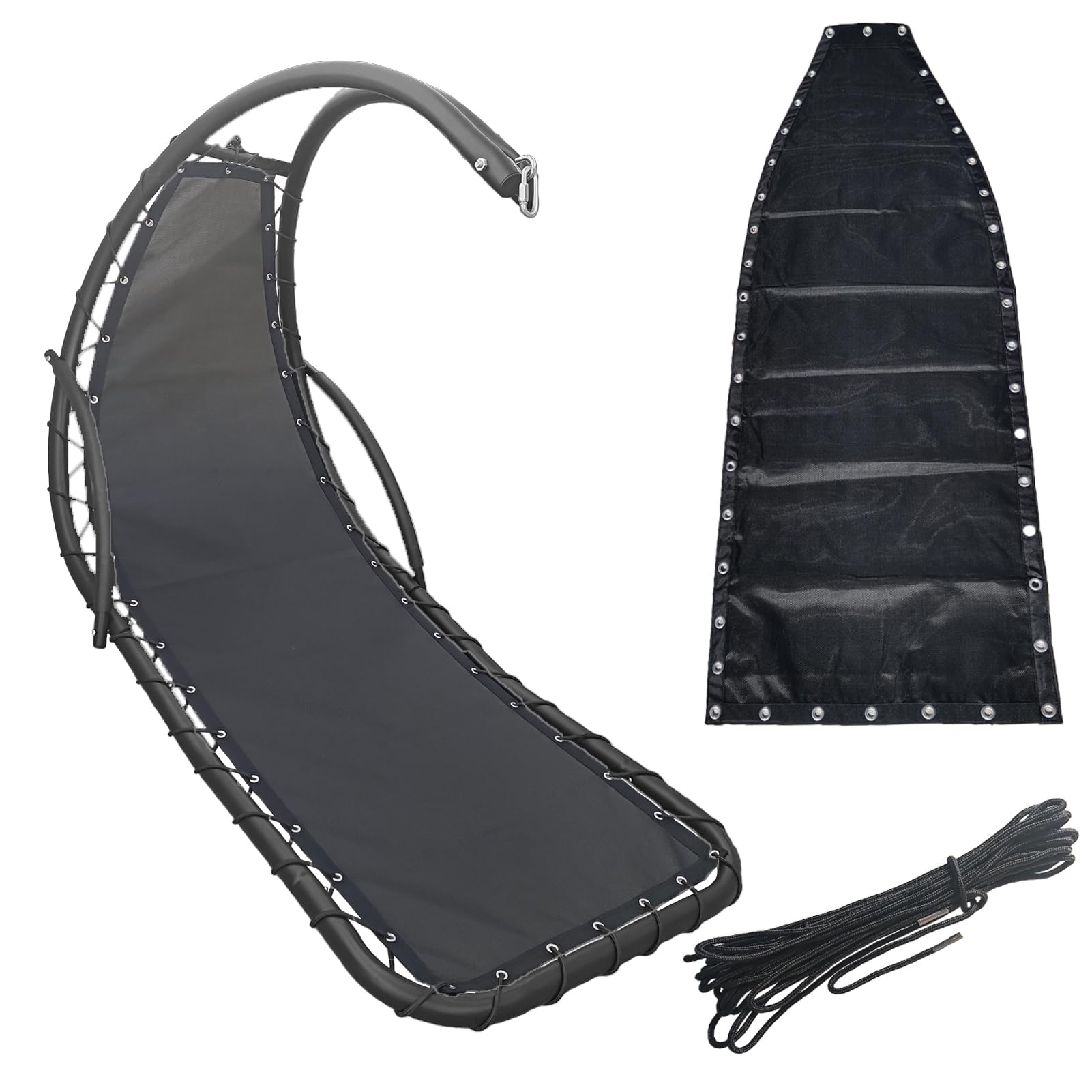Kit de malla y cuerda de repuesto para silla colgante, accesorios duraderos para exteriores e interiores, capacidad de 330 libras, compatible con la mayoría de marcos curvos (marco no incluido