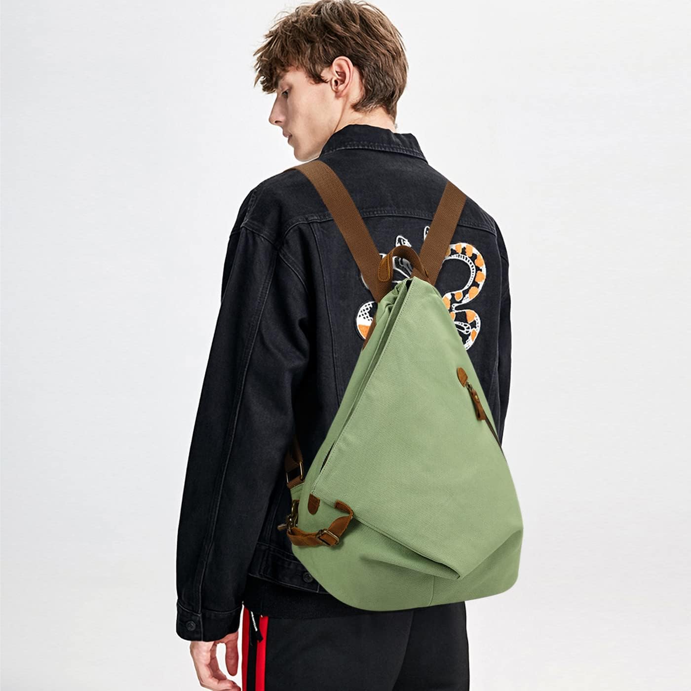 KL928 Canvas Vintage Backpack – Large Casual Daypack Outdoor Travel Rucksack Hiking Backpacks for Men Women - Image 8