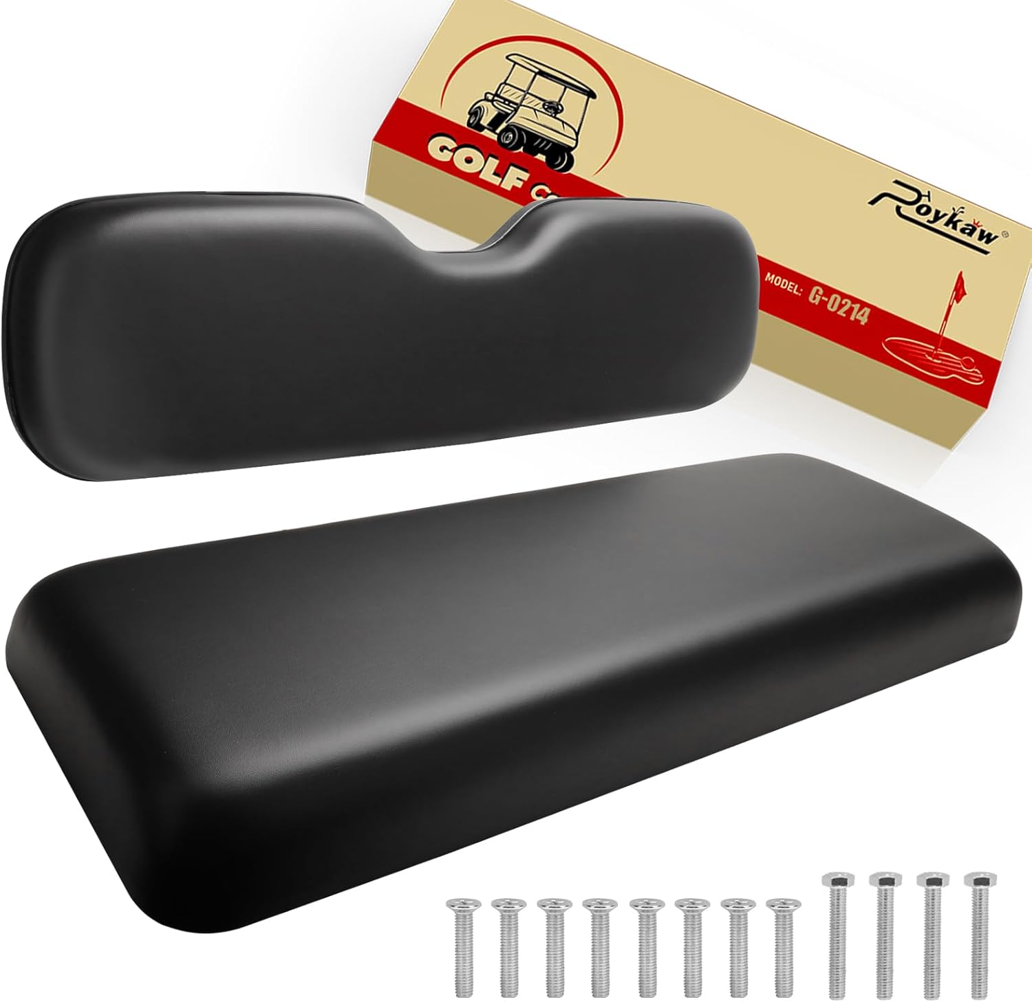 Roykaw Golf Cart Rear Flip Seat Cushions Compatible with EZGO, Club Car, Yamaha, Include Backrest and Seat Bottom-Black