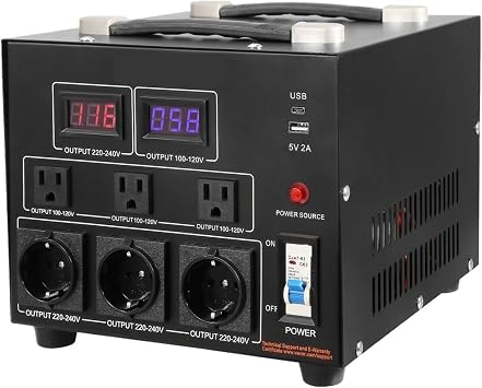 Voltage Converter Transformer 3000/5000W Heavy Step Up/Down Transformer Convert 110V to 220V and 220V to 110V with U+S5000VA