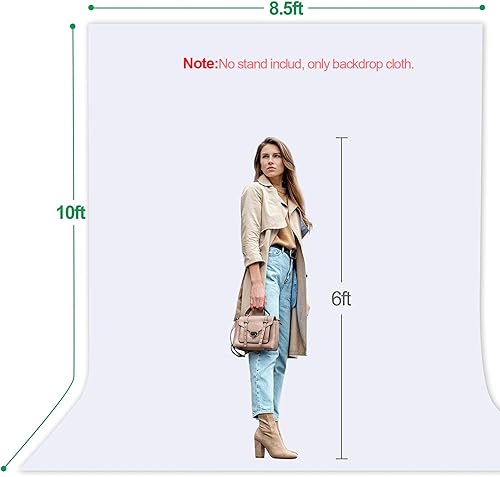 Miniatura 7 de EMART Telón de fondo de fotos de 10 x 8 pies (ancho x alto), tubo telescópico ajustable con fondo de fotos Emart de 8.5 x 10 pies de color blanco