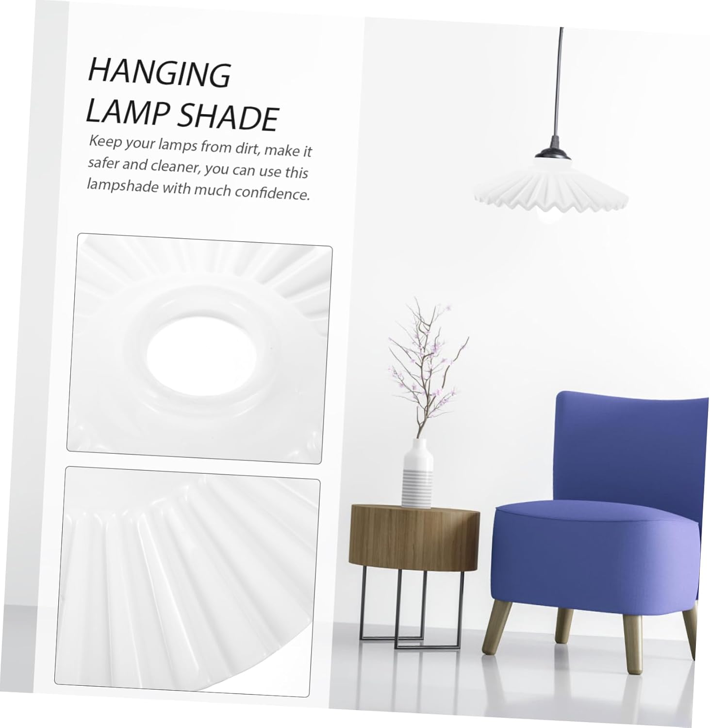 Artibetter Ceramic Lampshade Fluted Light Cover for Chandelier Easy Install Hanging Light Shade for Ceiling Versatile Design for Dining and Bedroom Decor