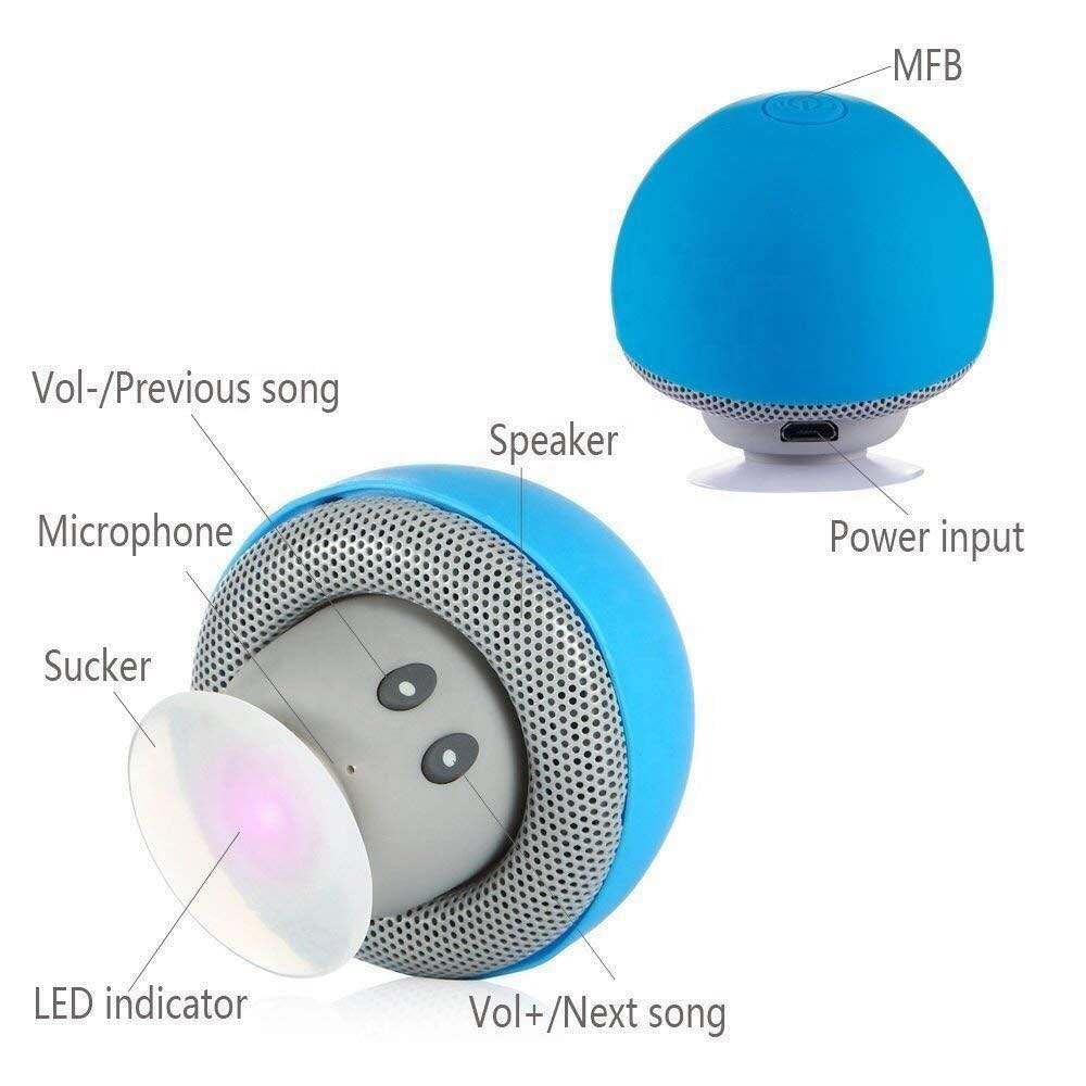 Generic Mini Bluetooth Speaker, Portable Wireless Mushroom Speaker with Loud Sound (3W), Perfect for Travel, Shower, and Outdoors