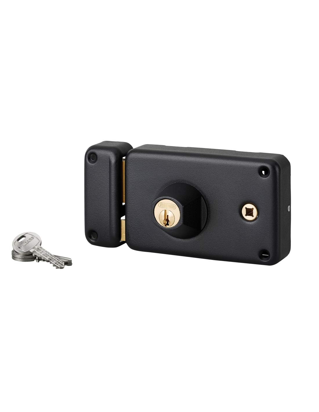 THIRARD - Serrure Horizontale en Applique Double Entrée à Fouillot pour Porte d'Entrée - Gauche - Axe 55 mm - 140 x 88 mm - Noir - 3 Clés - Mécanisme à 2 Tours