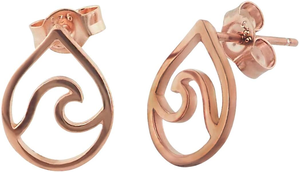 Sterling Silver Wave in Teardrop Stud Earrings