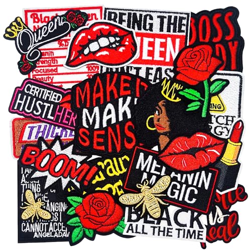 Image of 22PCS Black Girl Iron on Patches Girl Power Embroidered Patches for Trucker Hats Clothes Jackets Backpacks