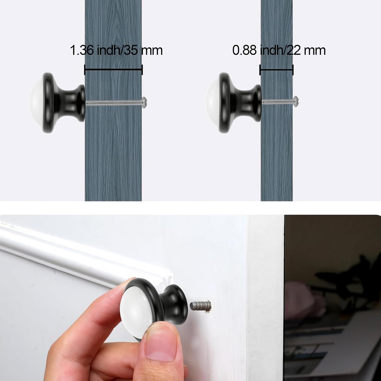 6pcs Black White Ceramics Cabinet Kitchen Hardware Round Drawer Dresser Handles Wardrobe Cupboard Pull Knobs Euro Furniture