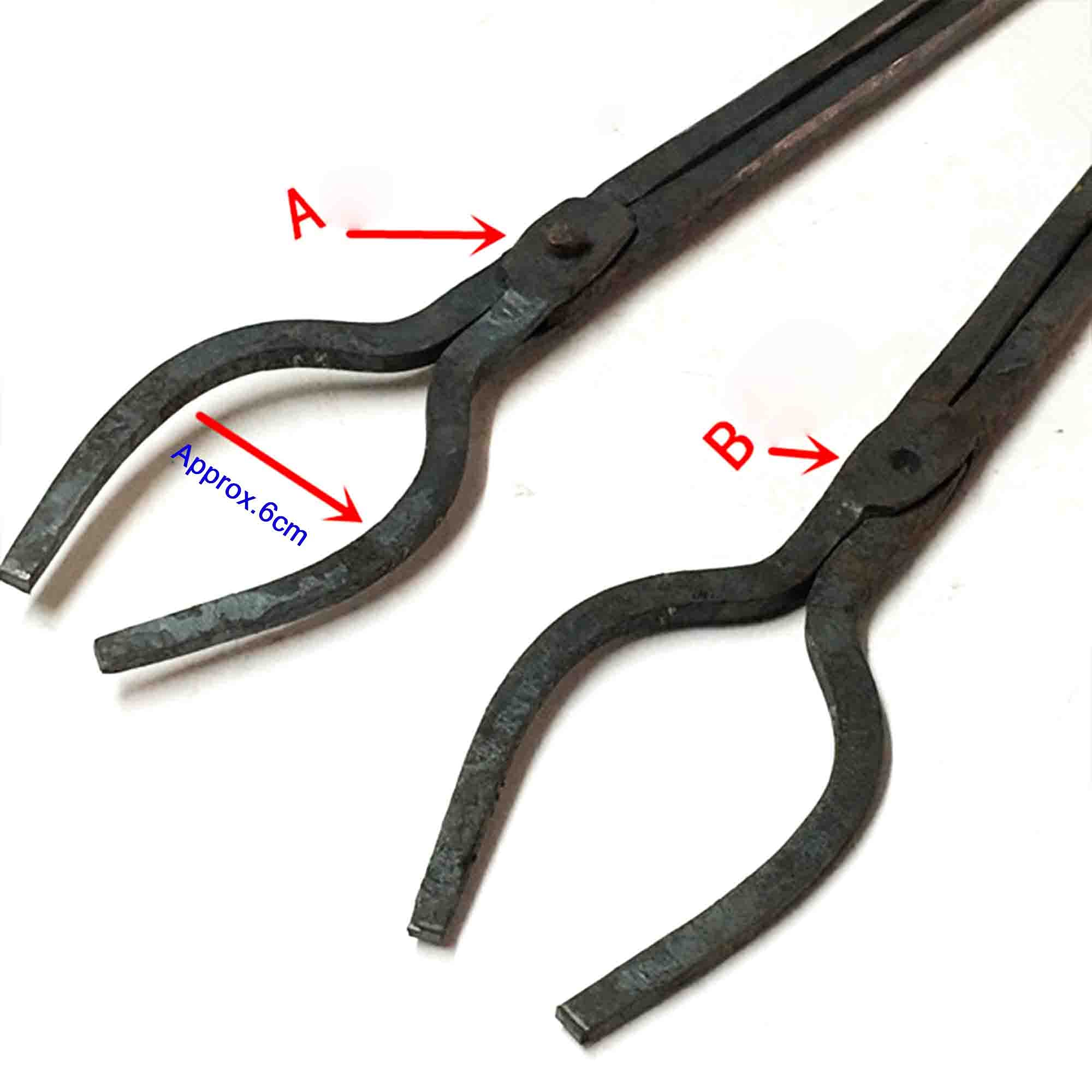 Tenaza de forja Pinzas de herrero Tenaza de forja de nariz redonda Pinzas en U Forja de tornillo de banco de yunque 2PCS 70cm 980g Tenaza de forja para Ingeniero Herrero,A
