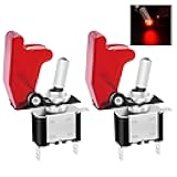 Twidec/2Pcs Rocker Toggle Switch 12V LED Lighted Heavy Duty Racing Car Automative 12 Volt DC 20A SPST ON/Off Toggle Switch Red LED