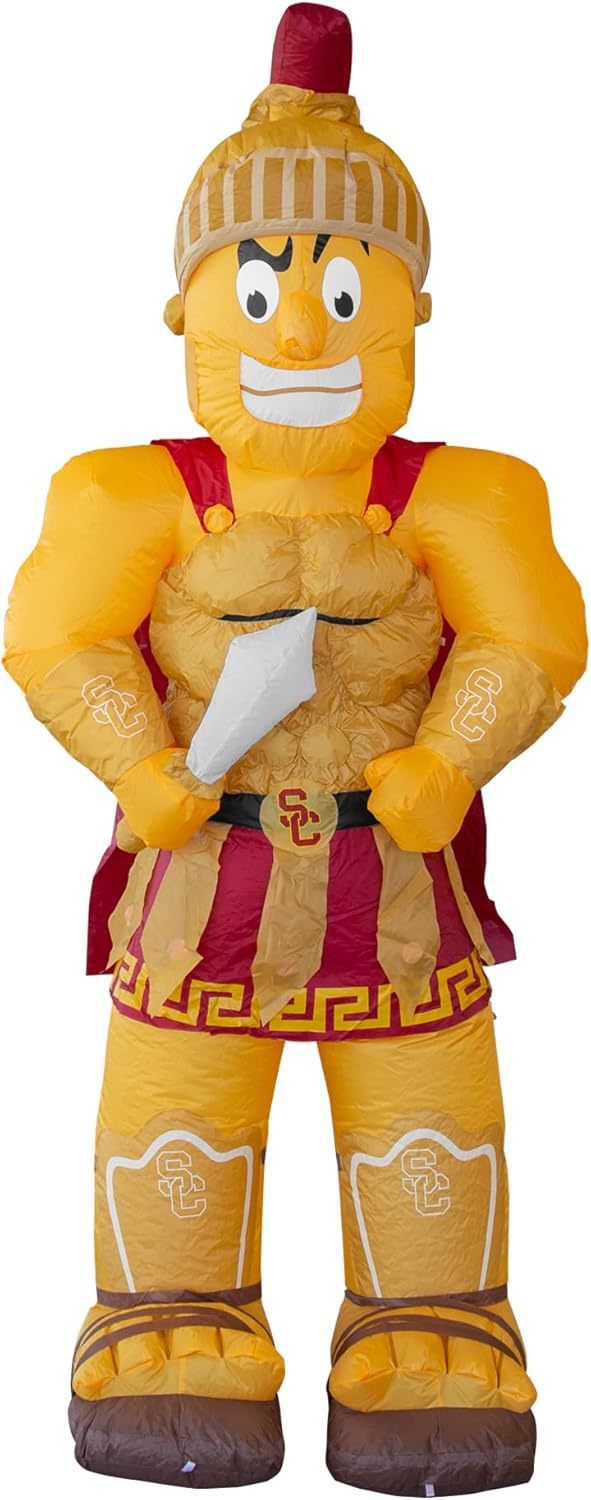 Logo Brands NCAA USC Trojans 7ft Inflatable Yard Mascot – Easy Inflation with 12V Blower, LED Lights for Indoor/Outdoor Fun