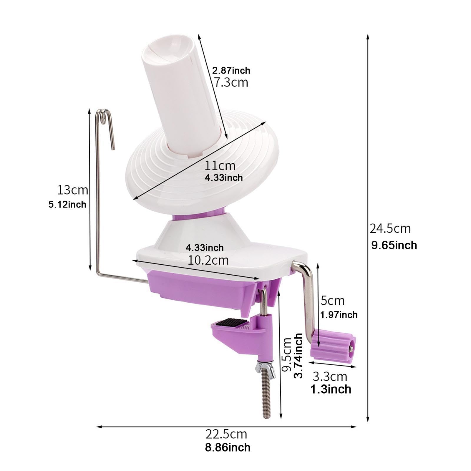 Bobinadora de Hilo de Lana, Soporte para Ovillos de Lana, Bobinadora de Hilo Manual Portátil para El Hogar, Práctica para Hilos de Madeja, Fibras de C, PÚrpura, Individual
