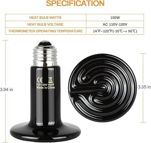 Vista 16 de Simple Deluxe Bombilla de lámpara de calor de reptil 40W ningún calentador de cerámica ligero del cocinero del emisor de calor de la crianza